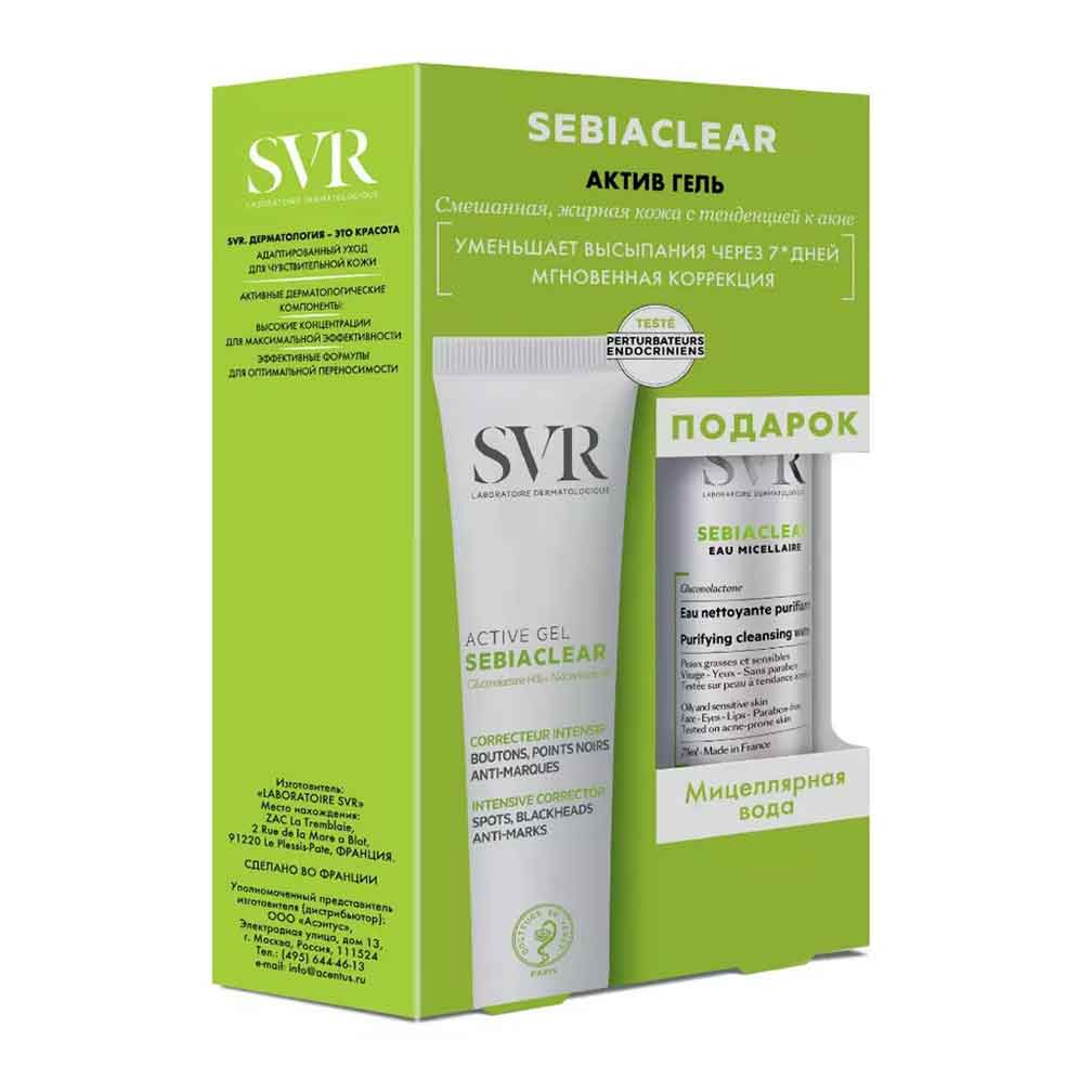 СВР Набор Себиаклир Гель Актив + мицеллярная вода (2 средства) (SVR  Sebiaclear Active Gel Set) - отзывы, цена, описание, фото. Гамма SVR